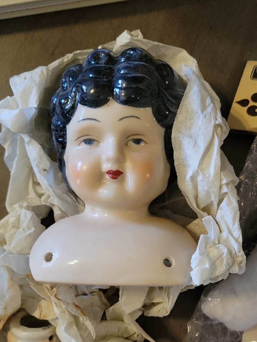 Porcelain Doll Parts With Stuffed Doll Body 9 1/2 Inch - Picture 2 of 5